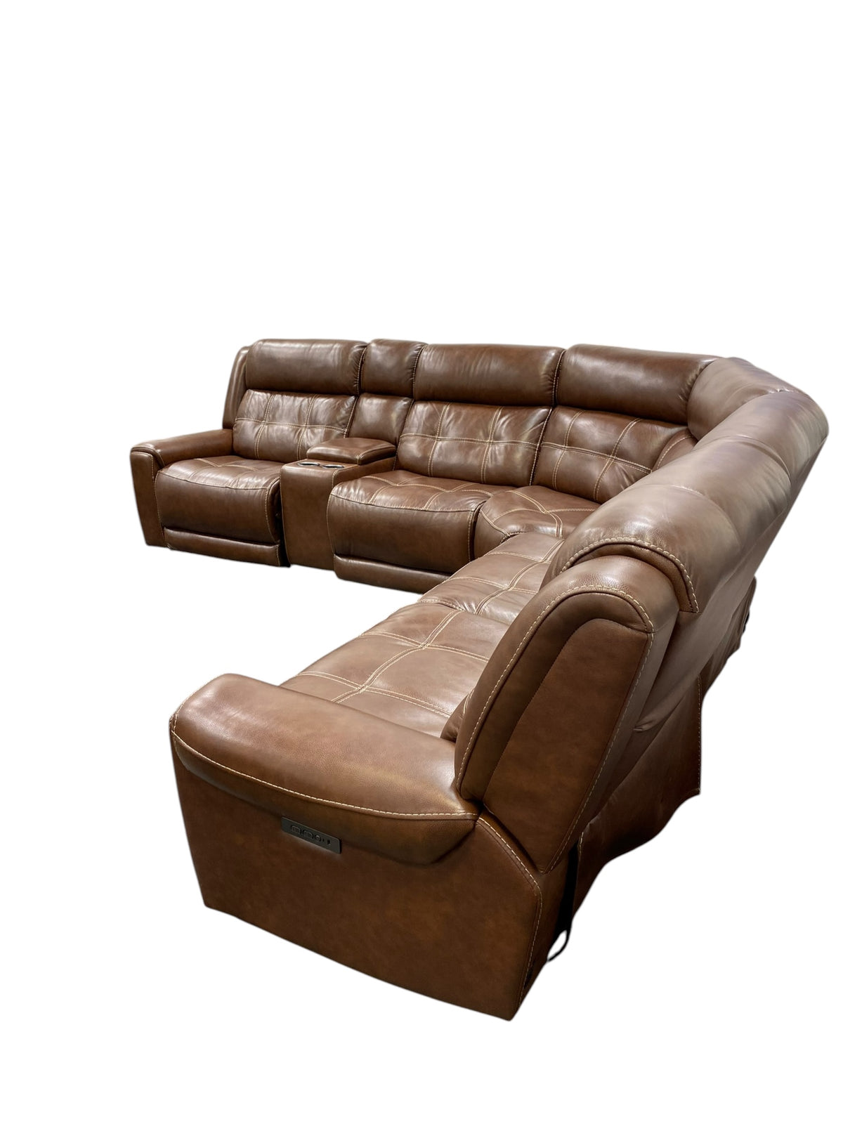 Brown Leather Electric Reclining Sectional