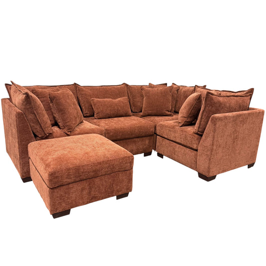Briar Modular L-Shape Sectional - Rust Red
