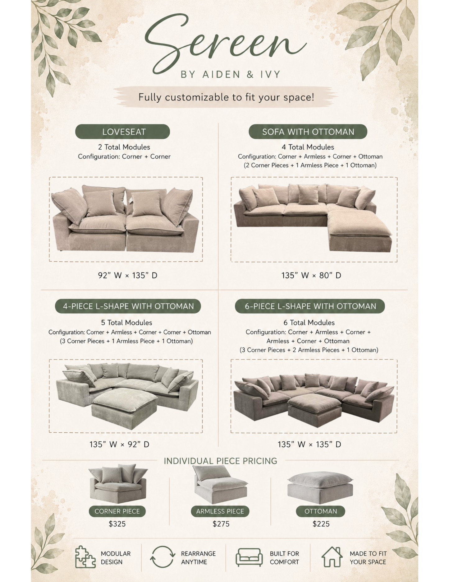 Sereen 2-Piece Modular Loveseat