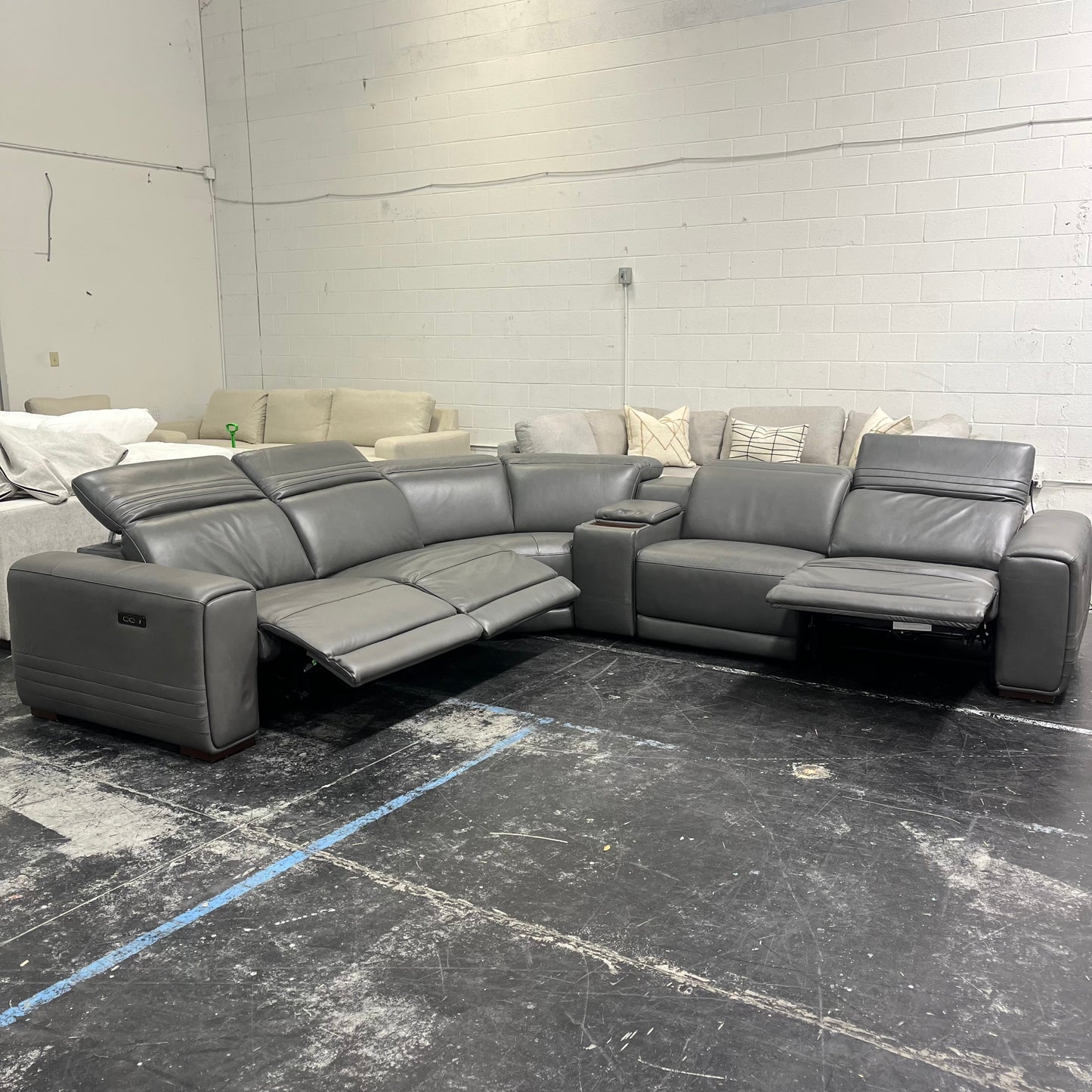 Karson Leather Power Reclining Sectional - Like New