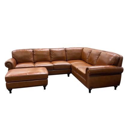 Abbyson Leather Sectional with Ottoman