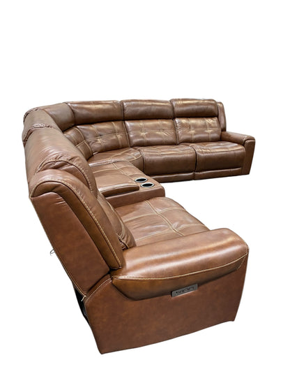 Brown Leather Electric Reclining Sectional