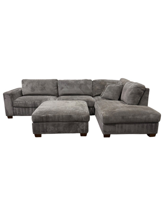 Thomasville Artesia Corduroy Sectional with Ottoman