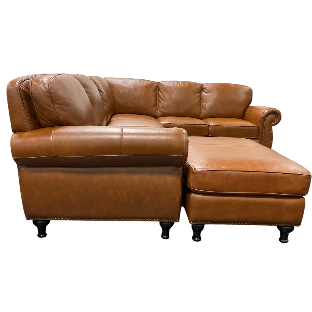 Abbyson Leather Sectional with Ottoman