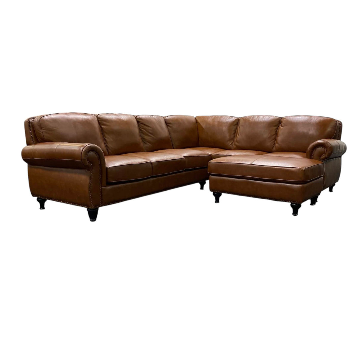 Abbyson Leather Sectional with Ottoman