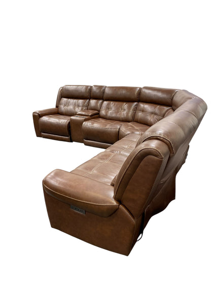 Brown Leather Electric Reclining Sectional