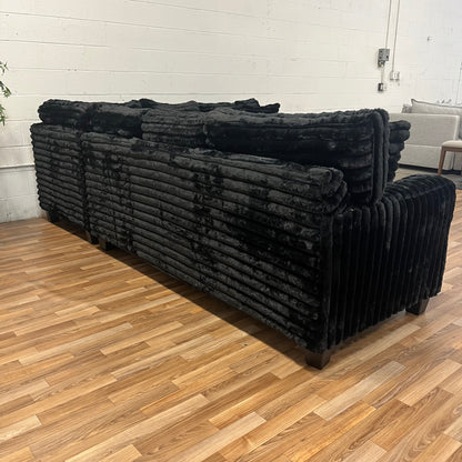 4250 Fluffy Corduroy L Sectional Couch - Panther Black