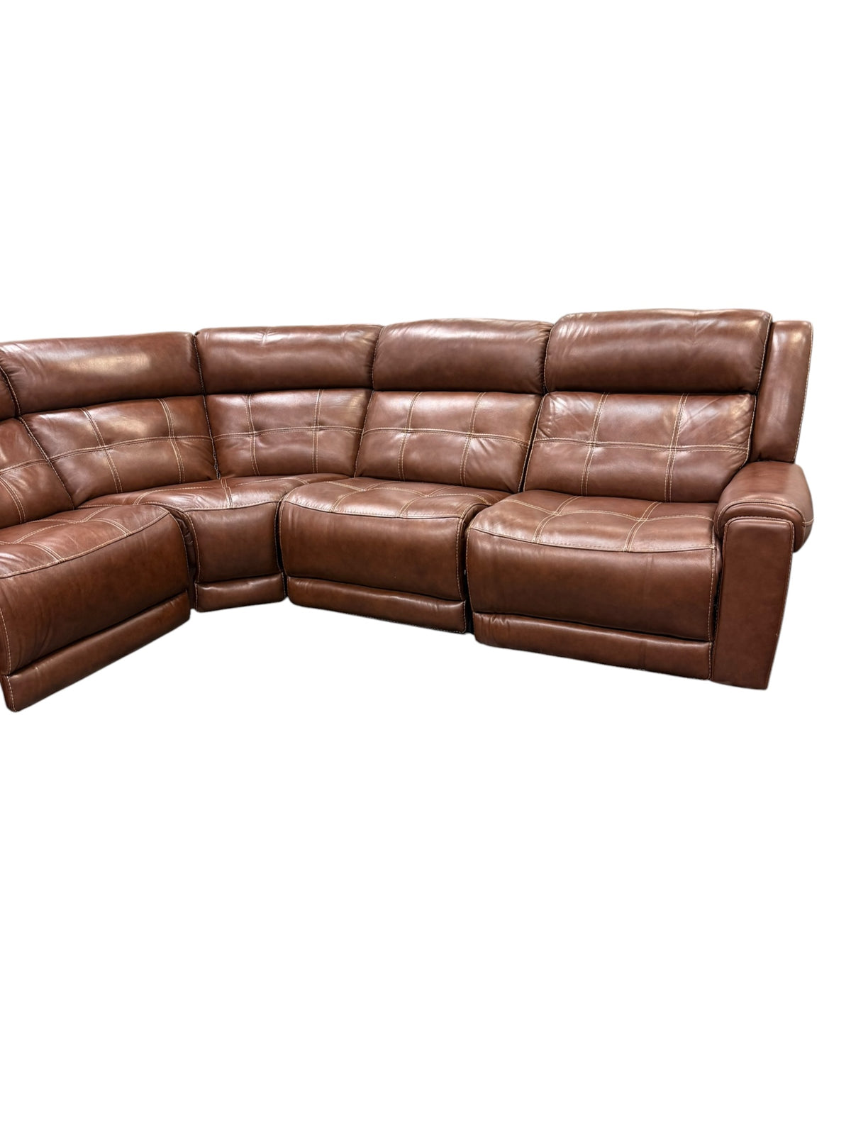 Brown Leather Electric Reclining Sectional