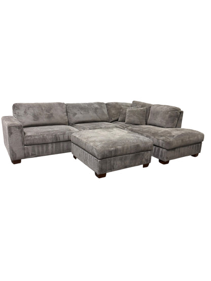 Thomasville Artesia Corduroy Sectional with Ottoman