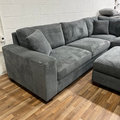 Thomasville Artesia Corduroy Sectional with Ottoman