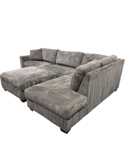 Thomasville Artesia Corduroy Sectional with Ottoman