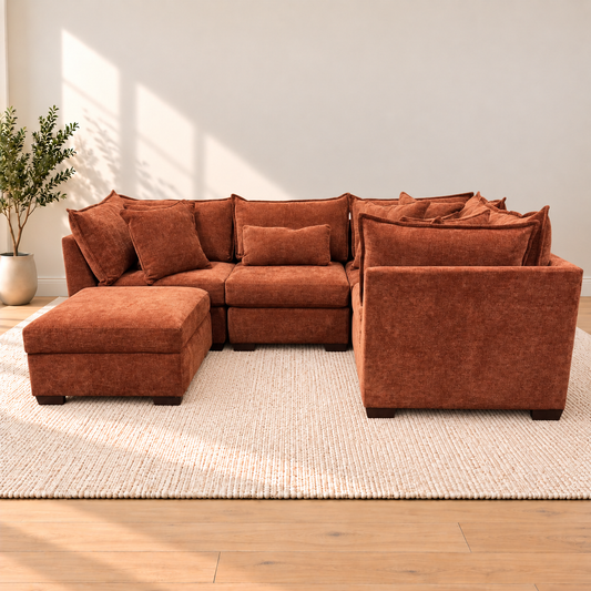 Briar Modular L-Shape Sectional - Rust Red