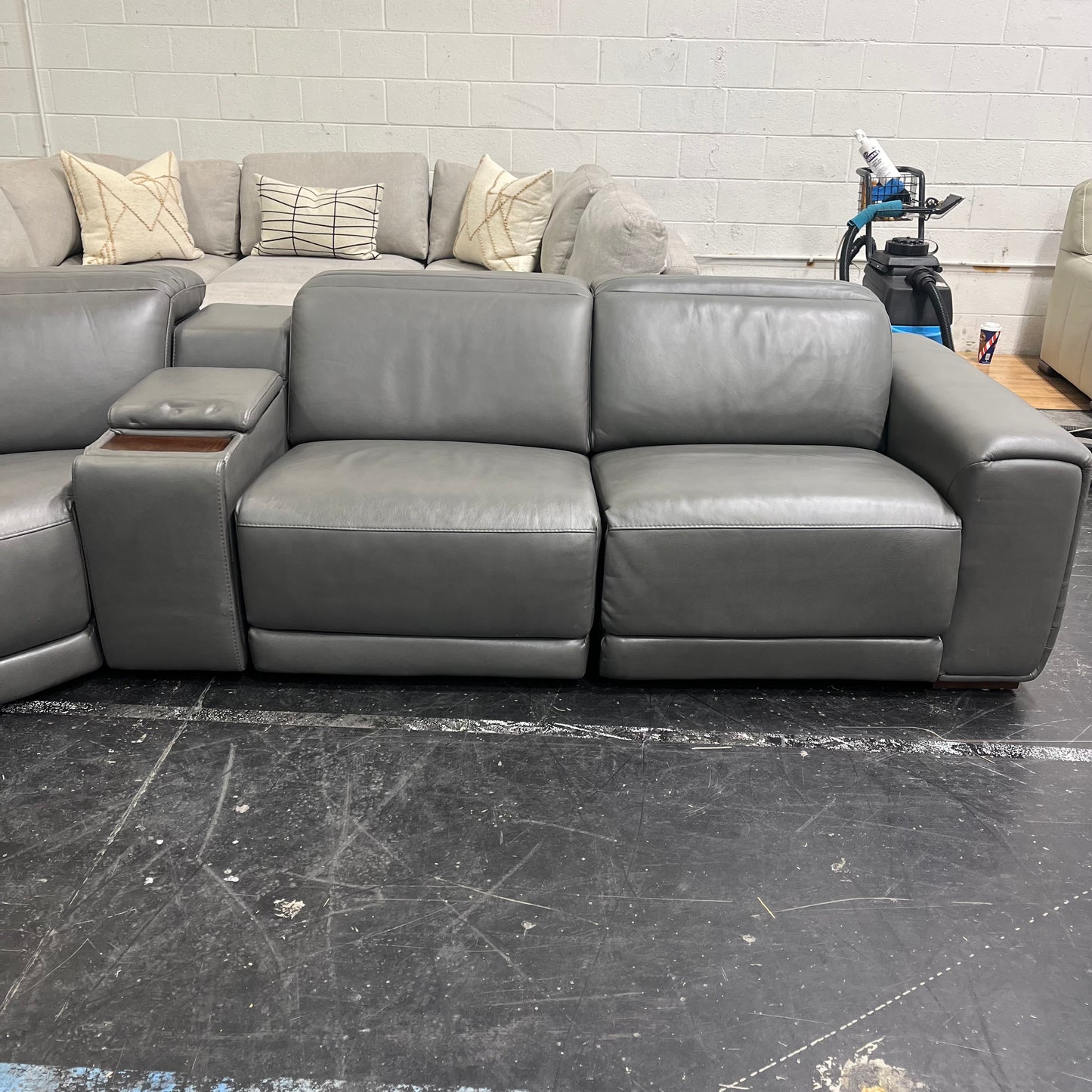 Karson Leather Power Reclining Sectional - Like New