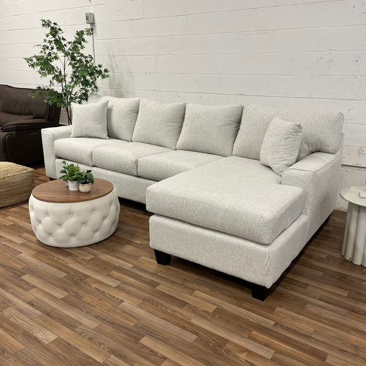 The Marlowe Sectional — Soft Cream Chenille Fabric