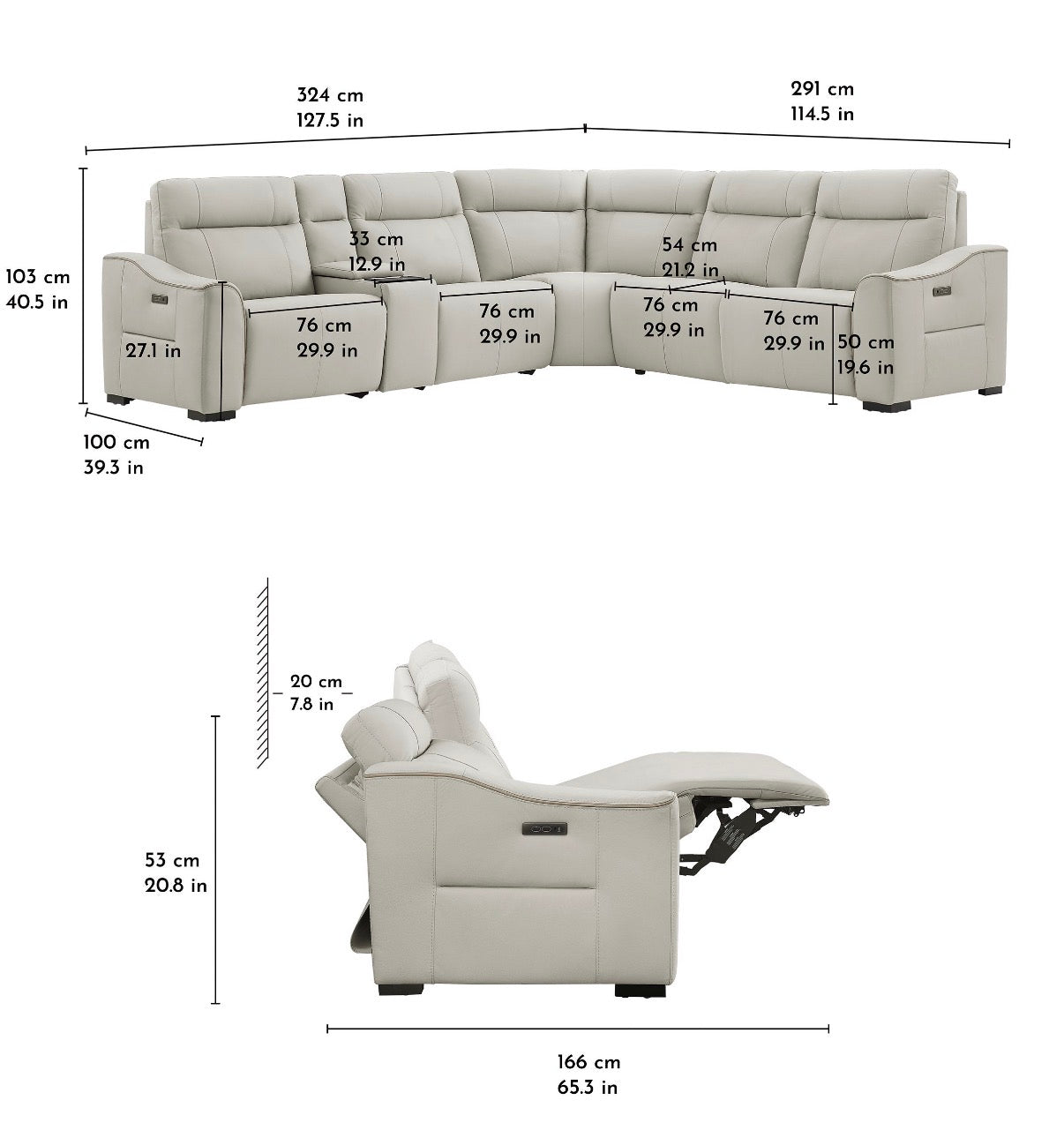 Monica Leather Power Reclining Sectional