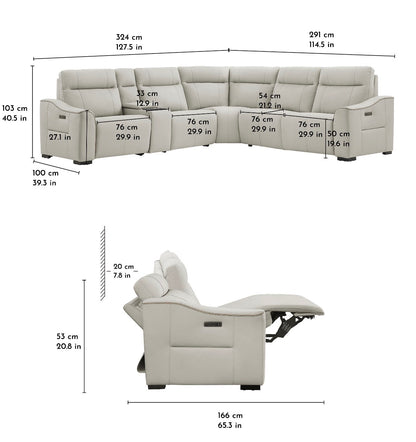 Monica Leather Power Reclining Sectional
