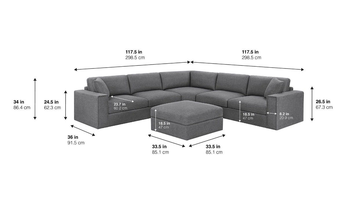 Thomasville Grey Sectional With Ottoman