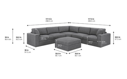 Thomasville Grey Sectional With Ottoman