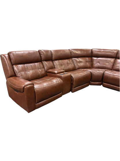 Brown Leather Electric Reclining Sectional