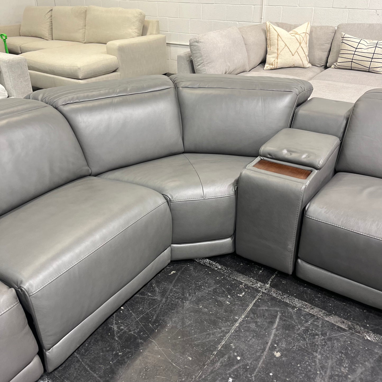 Karson Leather Power Reclining Sectional - Like New