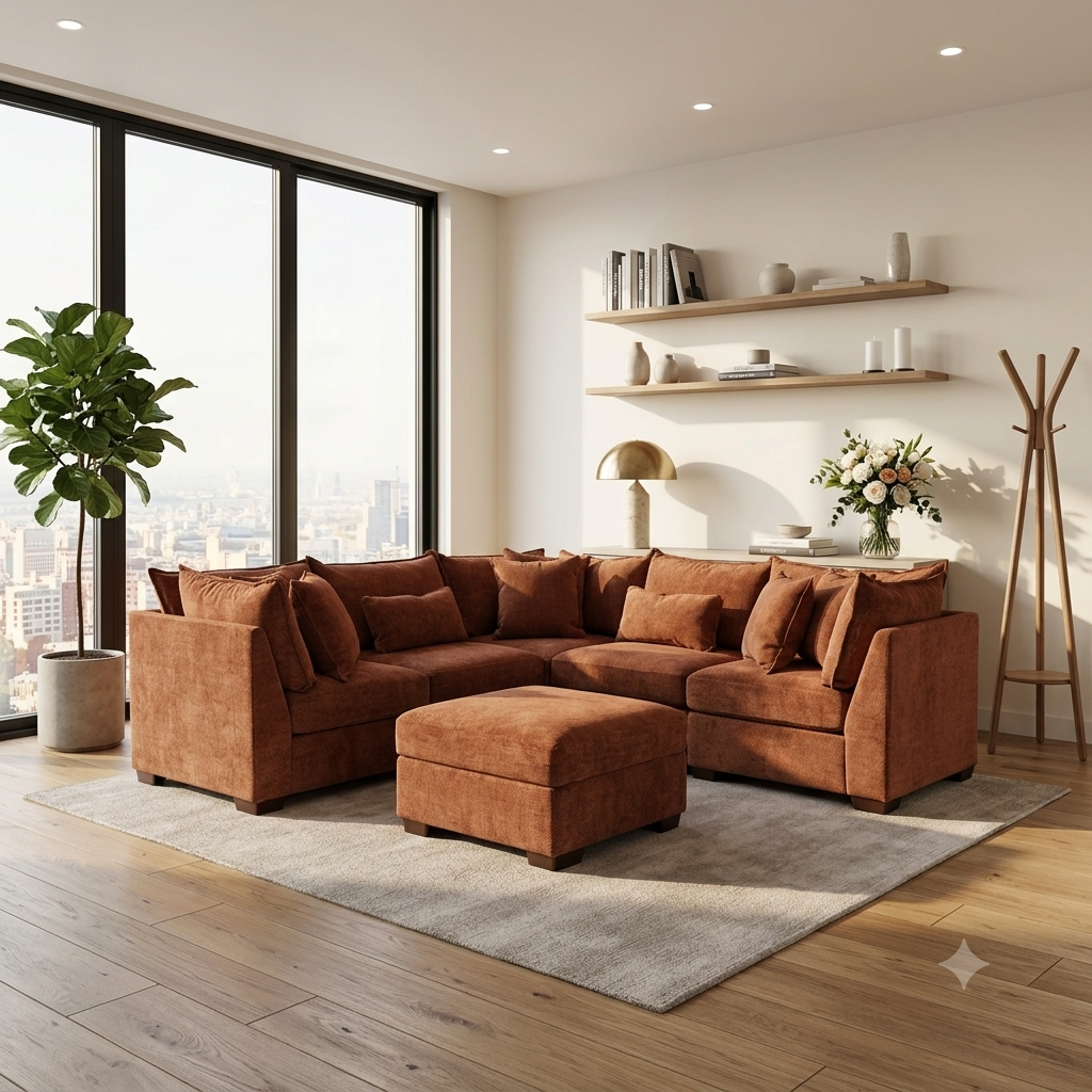 Briar Modular Corner Sectional - Rust Red