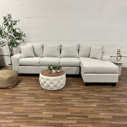 The Marlowe Sectional — Soft Cream Chenille Fabric