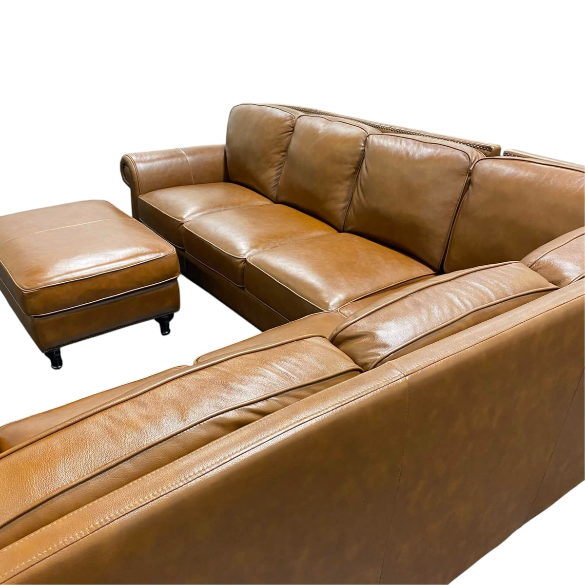 Abbyson Leather Sectional with Ottoman