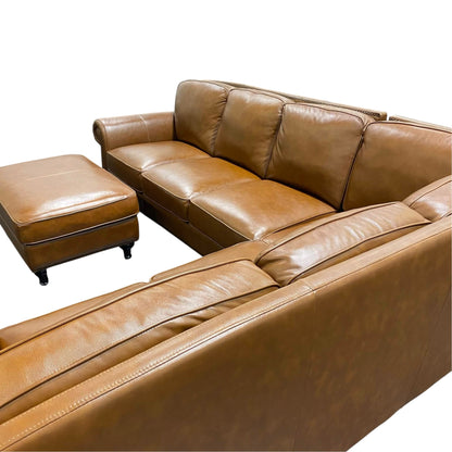 Abbyson Leather Sectional with Ottoman