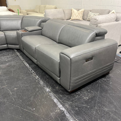 Karson Leather Power Reclining Sectional - Like New