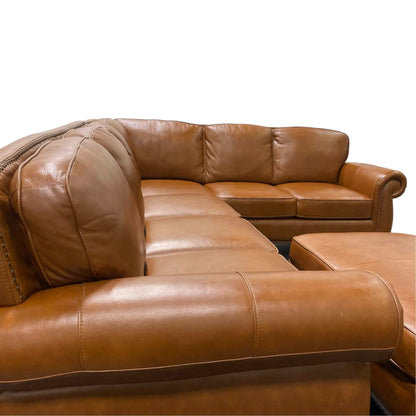 Abbyson Leather Sectional with Ottoman