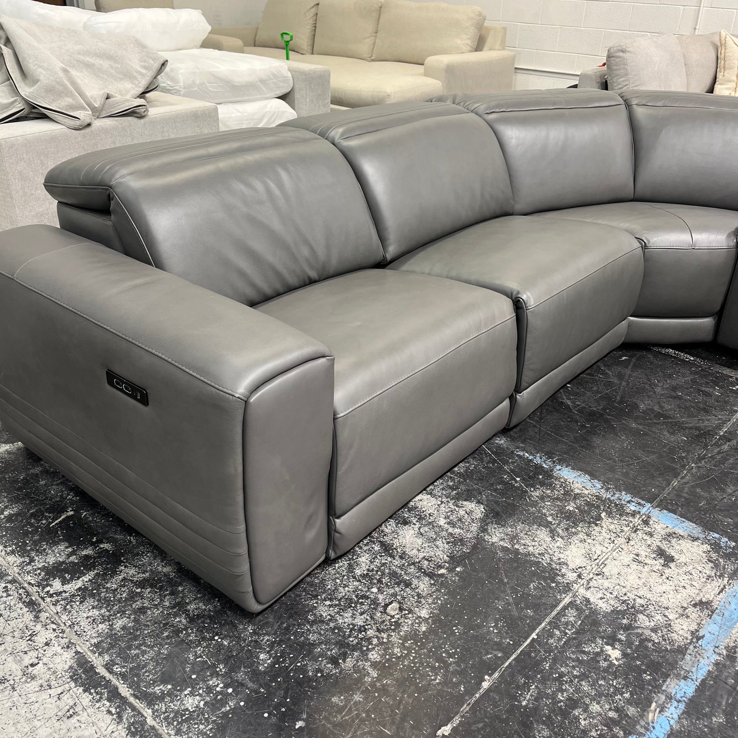 Karson Leather Power Reclining Sectional - Like New