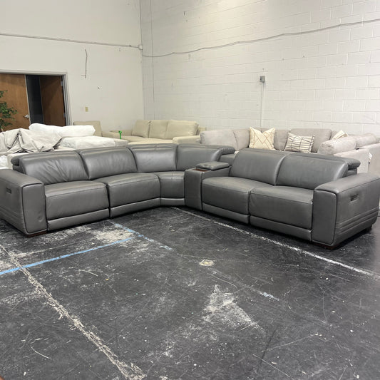 Karson Leather Power Reclining Sectional - Like New