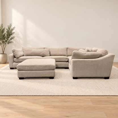 Evelynne Beige Sectional and Ottoman