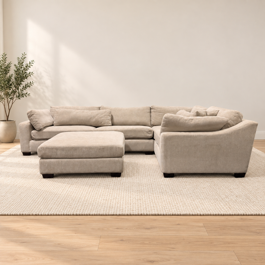 Evelynne Beige Sectional and Ottoman