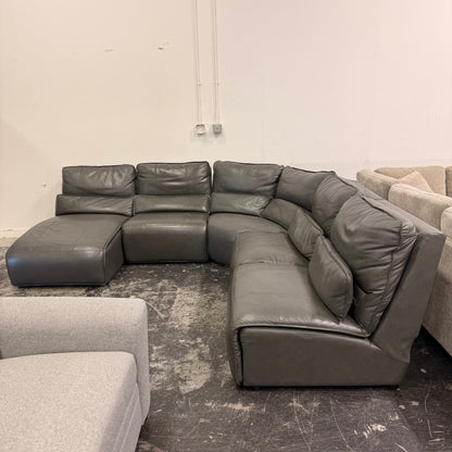 Grey Leather Reclining sectional