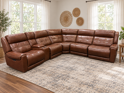 Brown Leather Electric Reclining Sectional