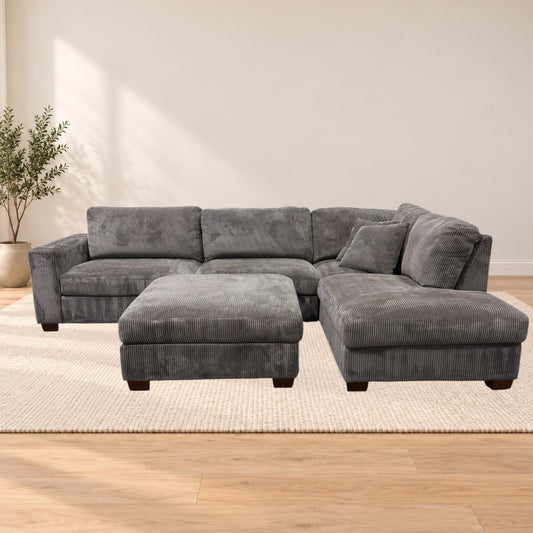 Thomasville Artesia Corduroy Sectional with Ottoman