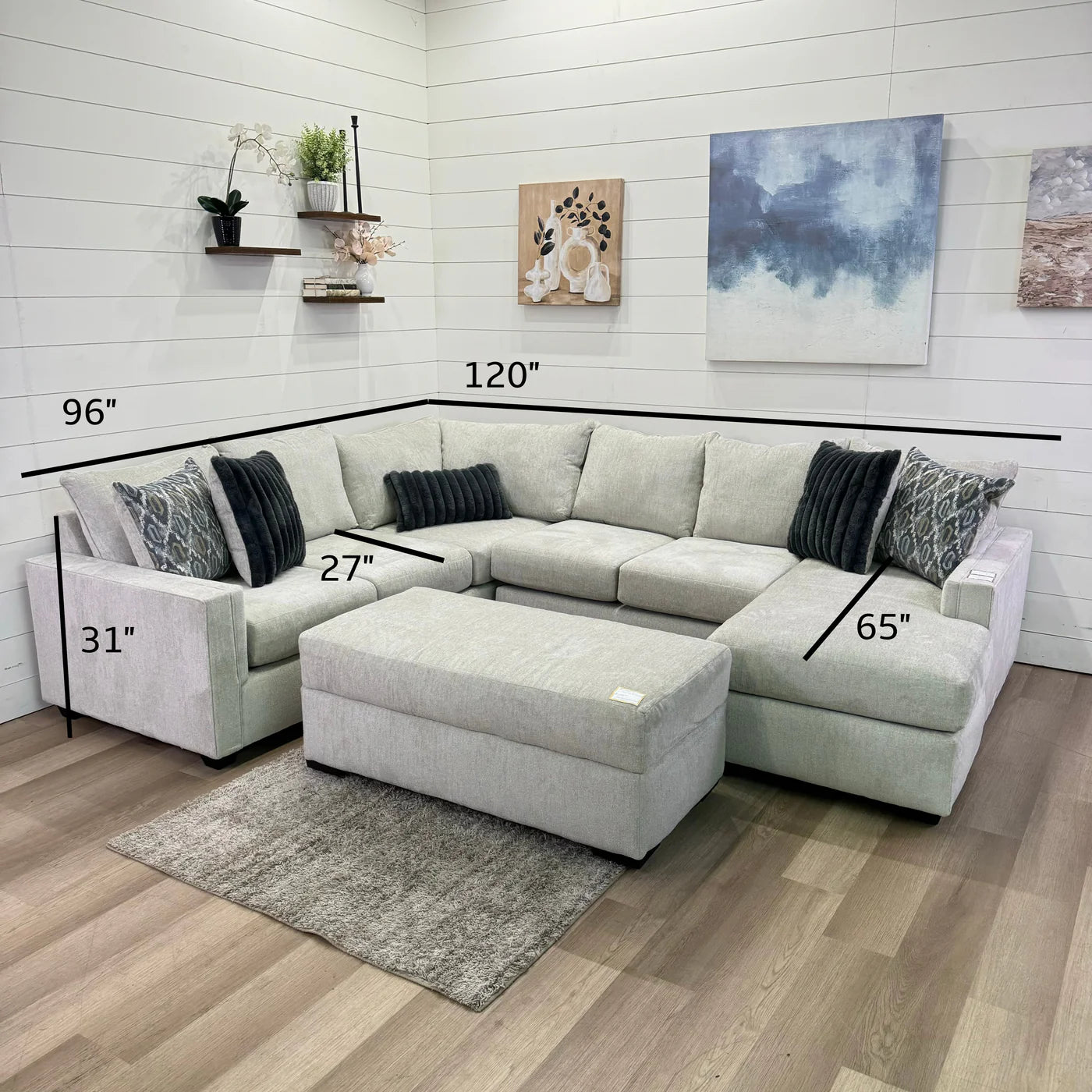 Willet Cream U-Shape Reversible Chaise Sectional