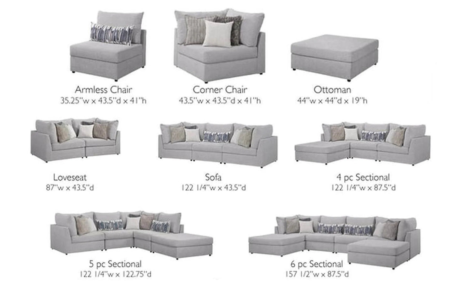Mercer 6 Piece Modular Sectional in Cream