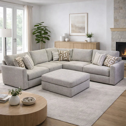 Monroe Modular 5 Piece Sectional In Cream