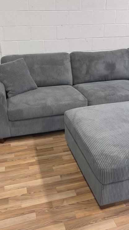 Thomasville Artesia Corduroy Sectional with Ottoman